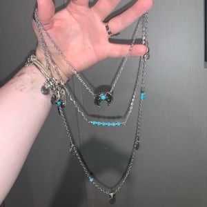 Sterling silver turquoise layer necklace